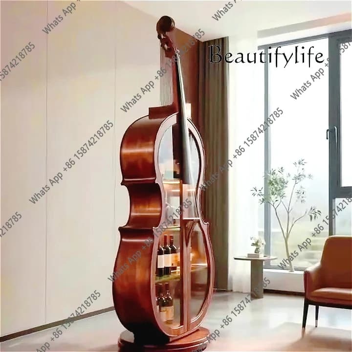 M American Cello North American Black Walnut Wine Cabinet Display Living Room Art European Solid Wood Designer