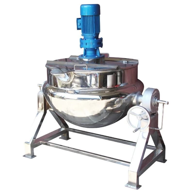 Sanitary grade stainless steel tiltable steam heating sandwich pot large food zongzi thermal insulation stirring cooking pot