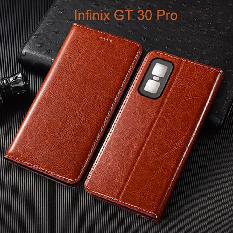 Crazy Horse Genuine Leather Flip Case For Infinix GT 10 20 30 Pro Phone Cover Card Cases Scratch Proof