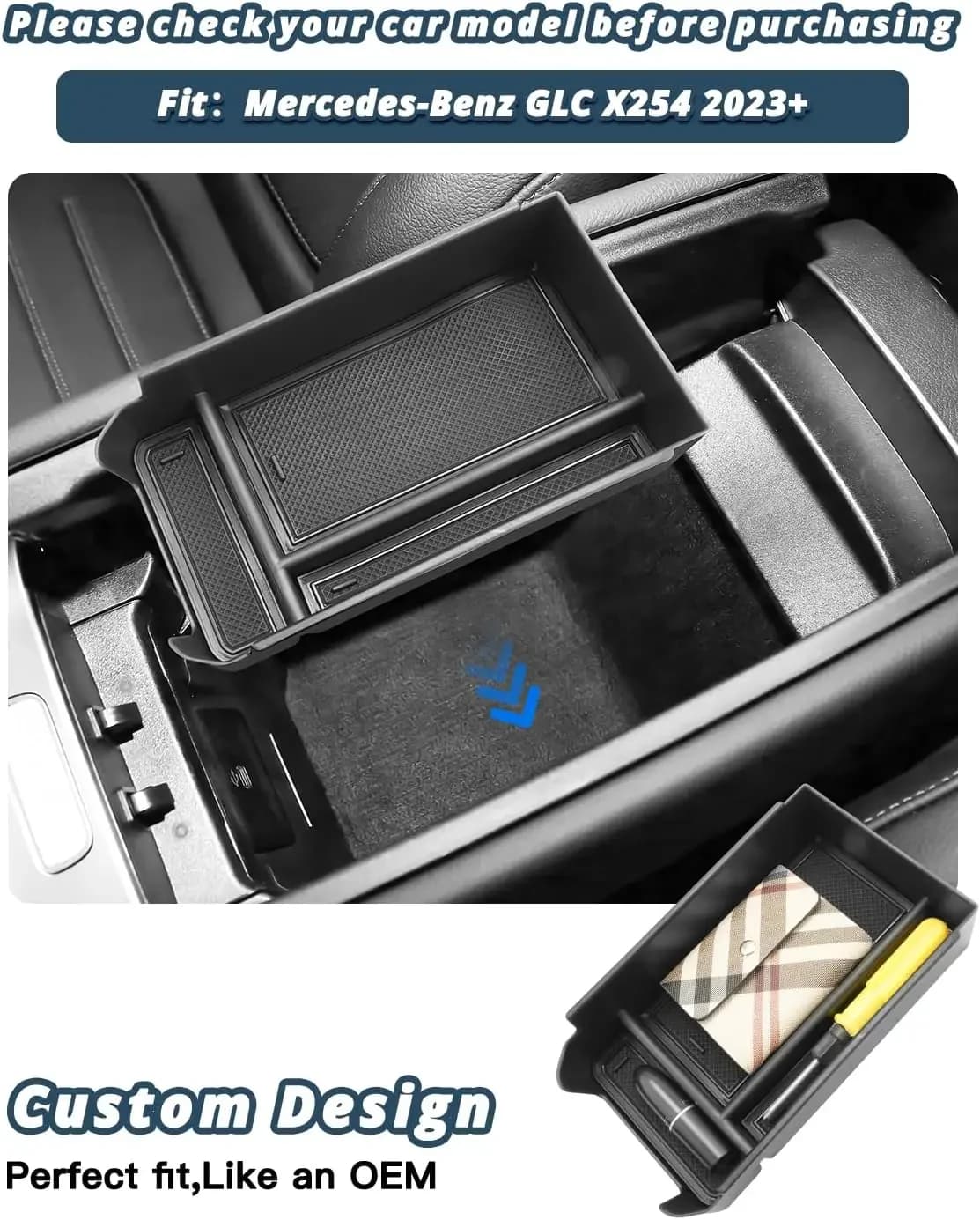 Center Console Organizer Storage Box For Mercedes Benz GLC Class X254 2023 2024 2025 2026 Armrest Storage Box Tray Accessories