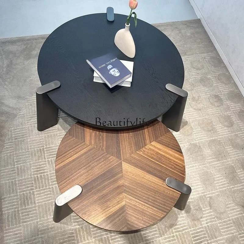 yj9  Italian Minimalist Coffee Table Set Modern Simple Stainless Steel Round Custom