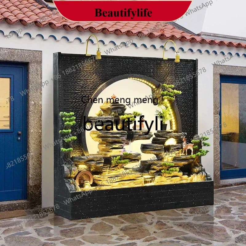 D178  Garden layout, flowing water to generate wealth, circulating water, water curtain wall, fish pond, landscaping floor ornam