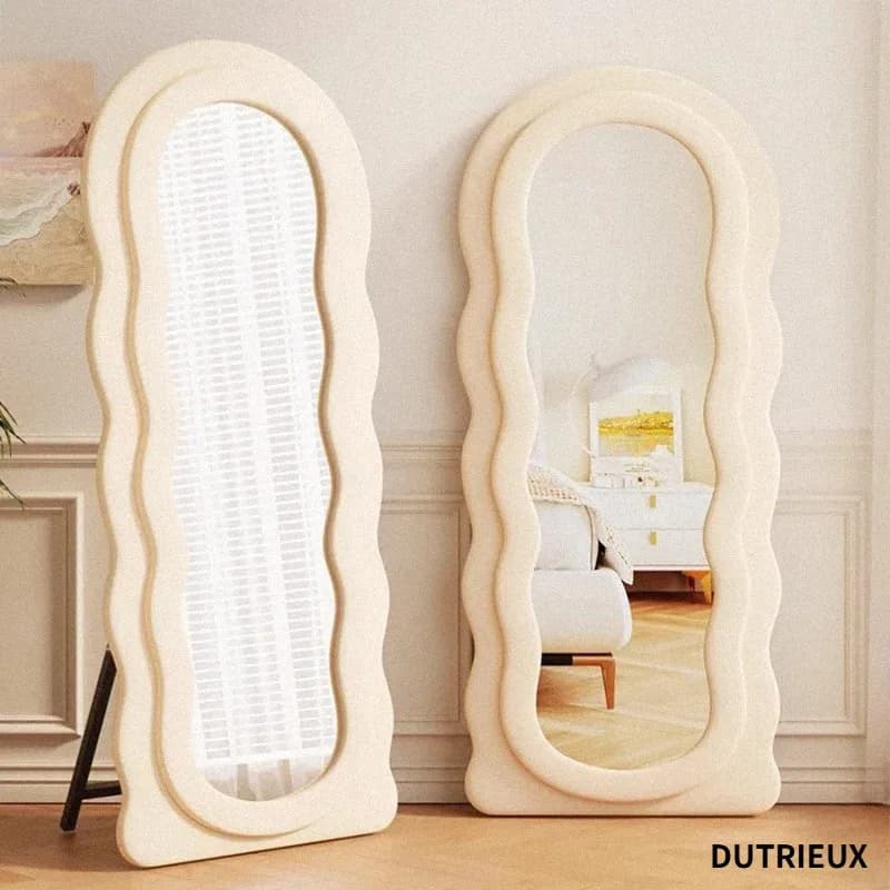 Standing Girls Mirror Full Body Nordic Aesthetic Luxury Long Funky Mirror Wavy Cosmetics Cute Espelhos Living Room Decorations