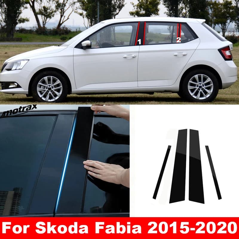 Car B C Pillar Stickers PC Window Trim Cover Middle Pillar Decorative Exterior Accessory For Skoda Fabia 2015-2020