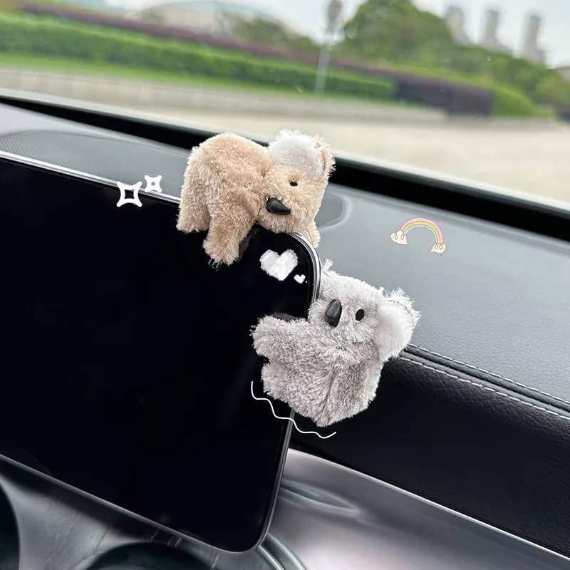 Plush Cute Koala Car Interior Decoration Auto Rearview Mirror Control Screen Decoration Sun Visor Card Clip Gift Car Accessories