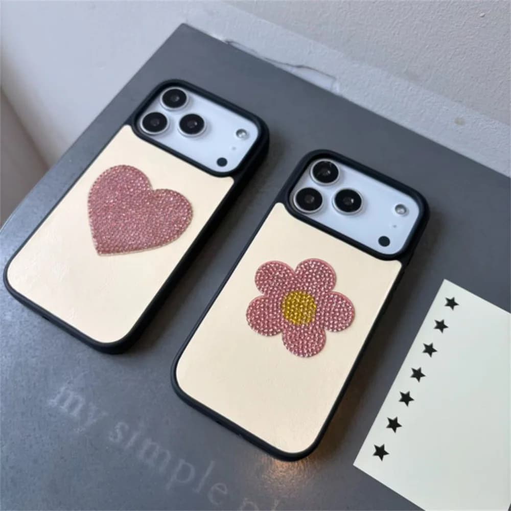 Korea Kawaii Cartoon Flower Glitter Phone Case For iPhone 18 Pro Max 18 Pro 17 16 15 Cute Anti Drop Full Lens Protection Cover