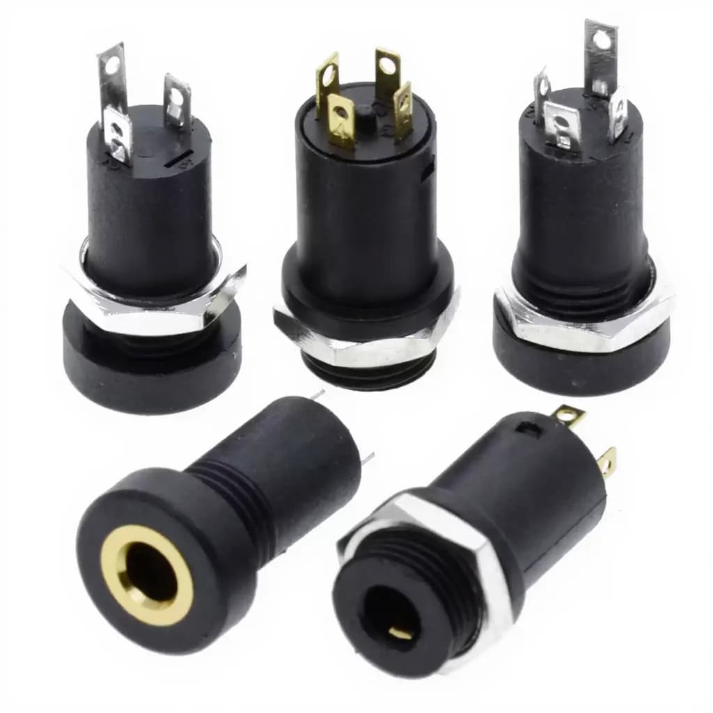 YYT 10PCS 3.5mm Stereo Audio Jack PJ-392A, 3-Pin/4-Pin with Nut, Panel Mount PCB Connector