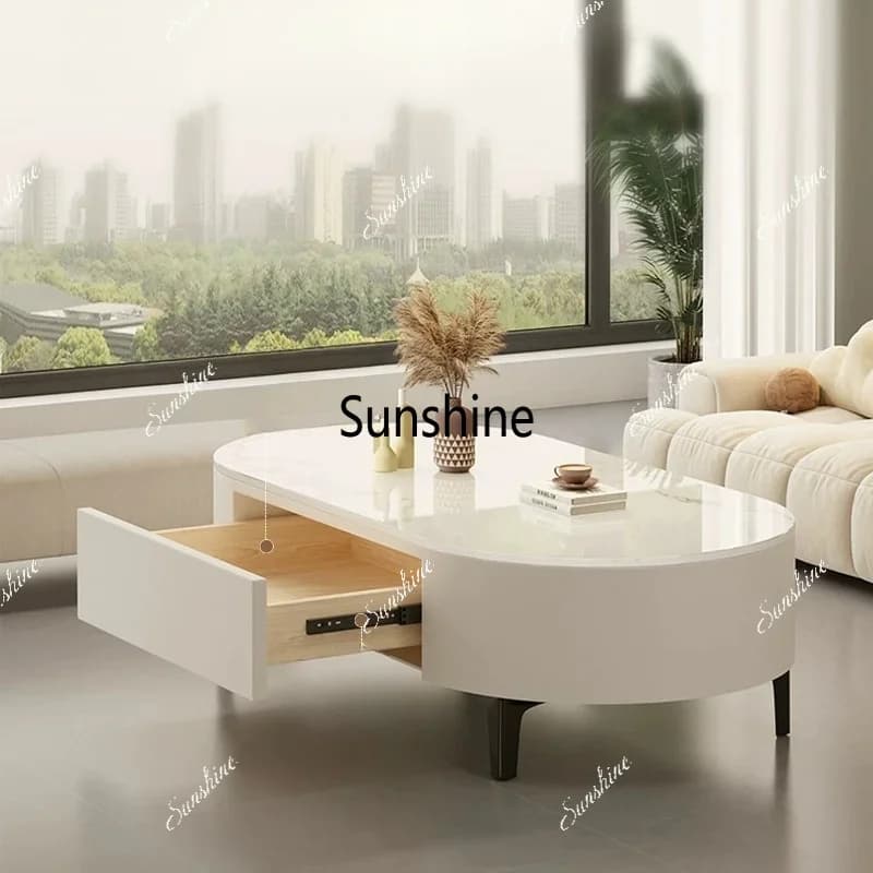 Living room modern simple floor tea table high-end oval small coffee tableTJ