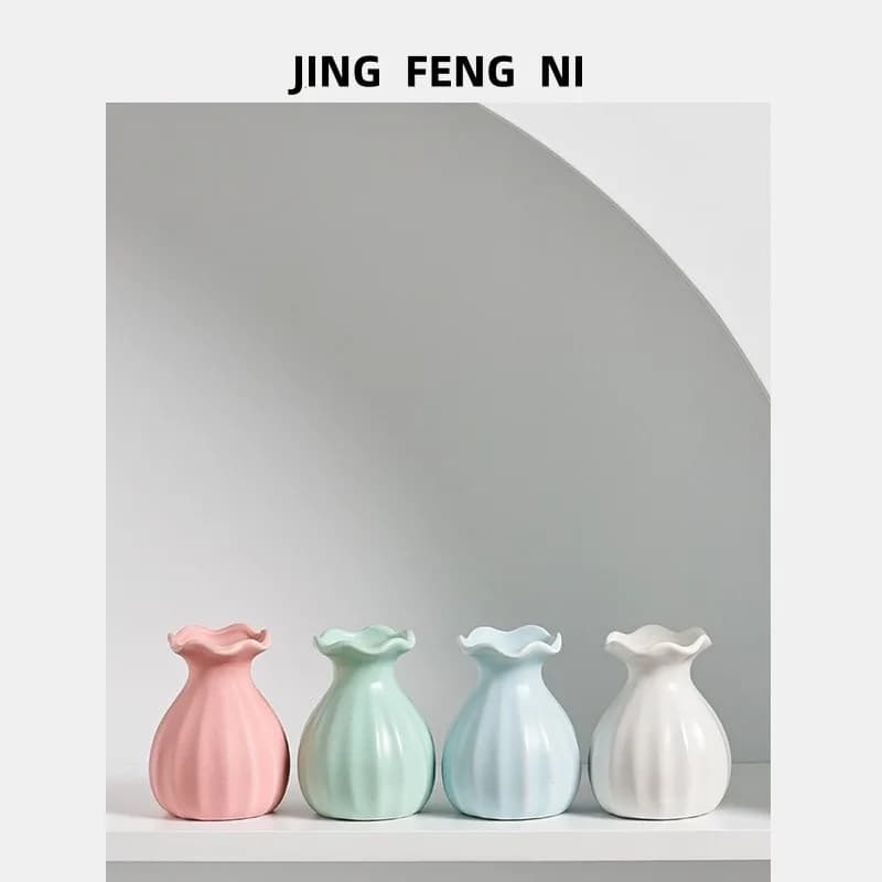 DSA Creative Ceramic Small Vase for Home and Bedroom Desktop Decoration with Dried Flowers
