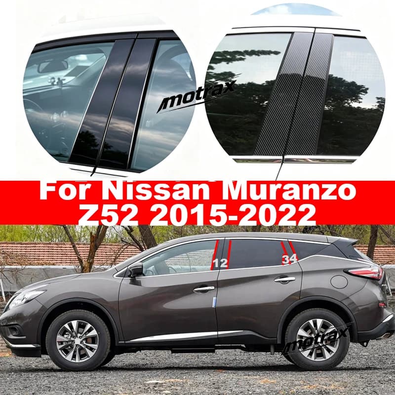 Car Window Door Column B C Pillar Post Cover for Nissan Muranzo Z52 2015-2022 Glossy Trim Protective Sticker Accessories