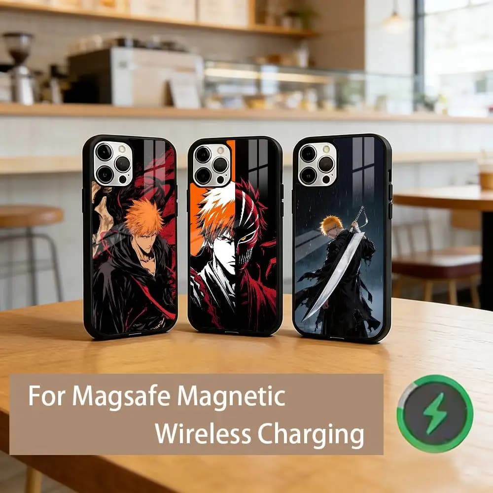 B-BLEACH I-Ichigo K-Kurosaki  Phone Case Magnetic with Magsafe Wireless Charging For iPhone17,16,15,14,13,12,11 Plus,Pro