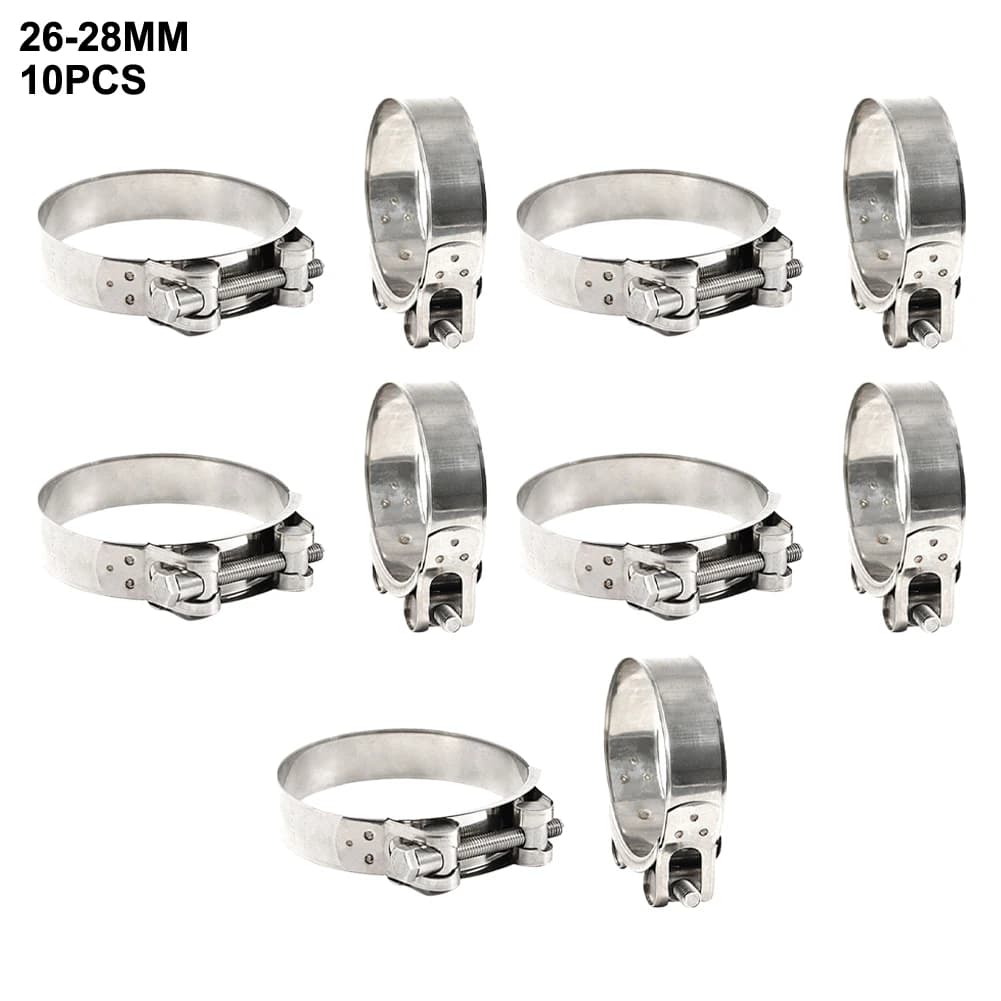 Automotive Hose Clamps Adjustable Hose Clamps Hex Screw Adjustment Rounded Band Edge Secure Hose Fit Plumbing Clamp