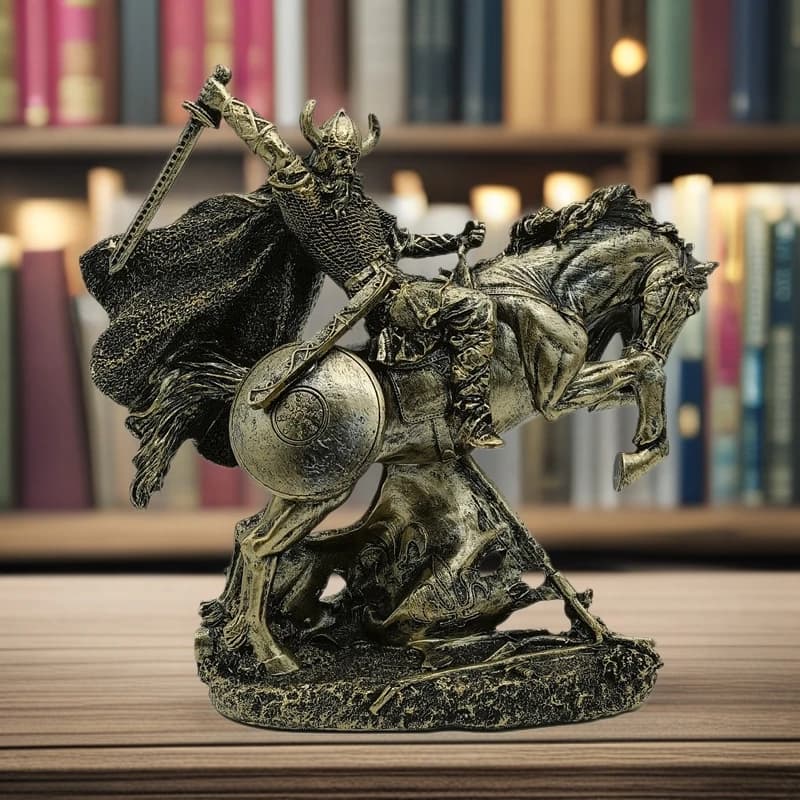 Medieval Warrior Armor Model Nordic Retro Armored Knight Figurine Creative Bar Ornament Craft Collection Knight War Horse Decor