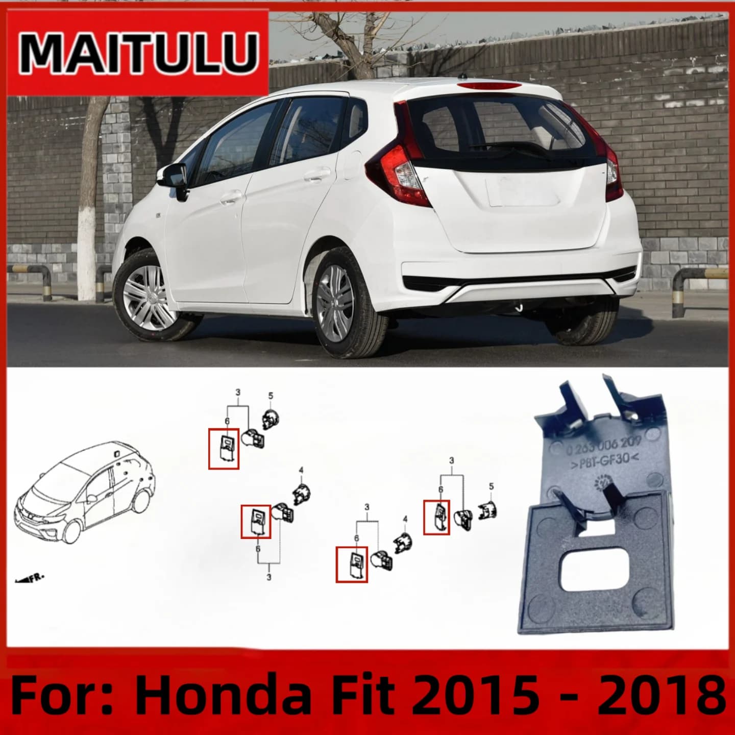 1X 4X Car PDC OPS Parking Reversing radar Sensor Support glue holder bracket Clip For Honda Fit 2015 2016 2017 2018
