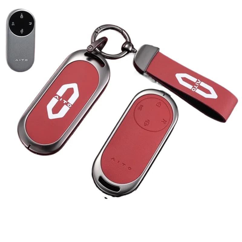 Premium Zinc Alloy Card Key Cover Case for AITO M7/M8/M9/M5 EV (2025) - Original Color Matching Protective Shell Key Bag Chain