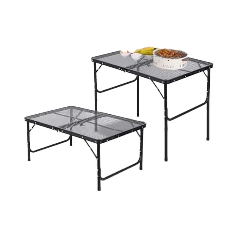 Lightweight Aluminum Portable Outdoor Table 3x2 FT Foldable Grill Mesh Desktop Height Adjustable Camping Picnic Table
