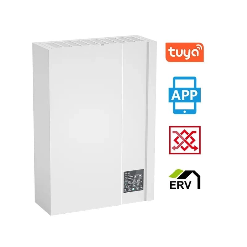 Ductless ERV System Fresh Air Ventilation System Rectangle Shape Wall Mounted Recuperator HVAC System Parts Air Purifier VMC
