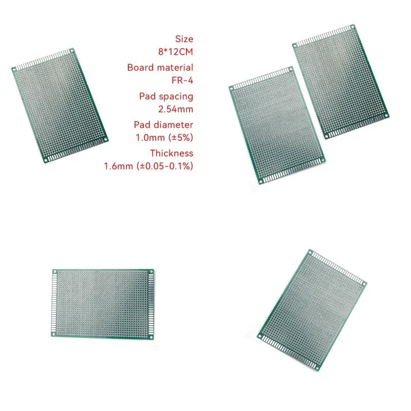 2pcs Universal PCB Double-Sided Electronic Component 2.54mm Pitch 8x12cm Size for DIY Projects