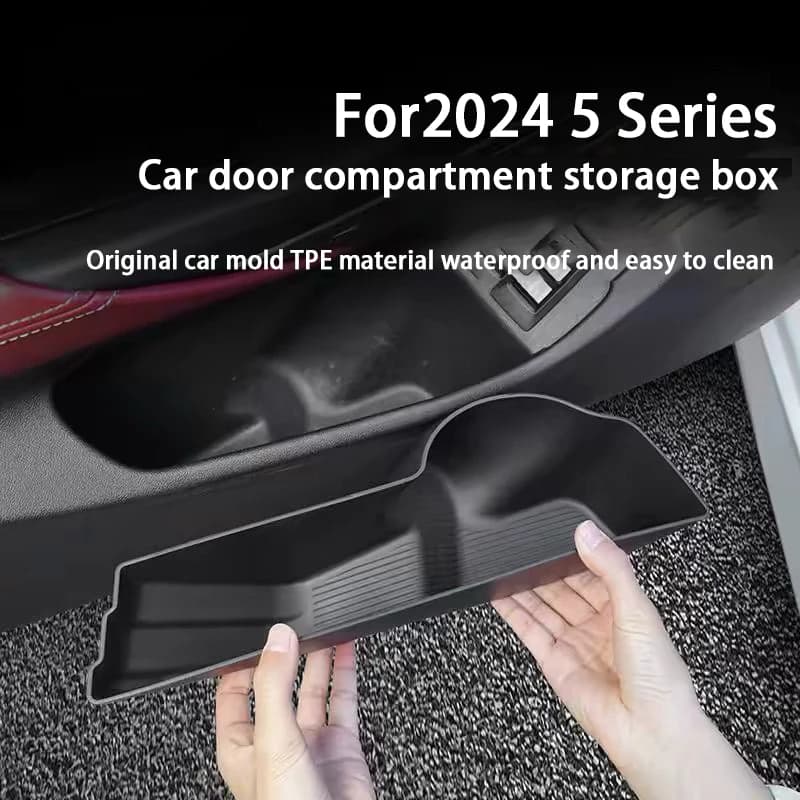 For BMW 5 Series I5 G60 2024 2025 2026 TPE Car Door Side Storage Box Door Slot Tray Insert Tray Trim Car Organizer Accessories