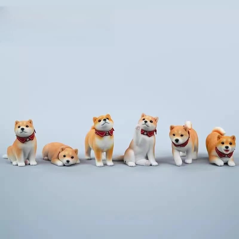 Flocking Shiba Inu model, simulated plush animal puppy surrounding tide play tabletop small ornament