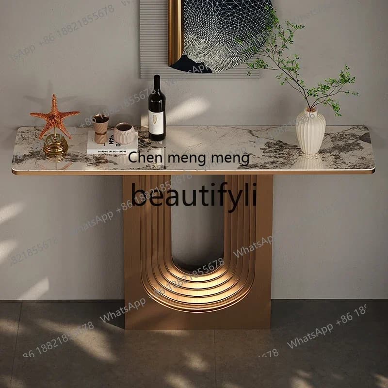 D178  Italian style, high-end marble luxury stone entrance table villa, case view table, ultra-narrow entrance cabinet