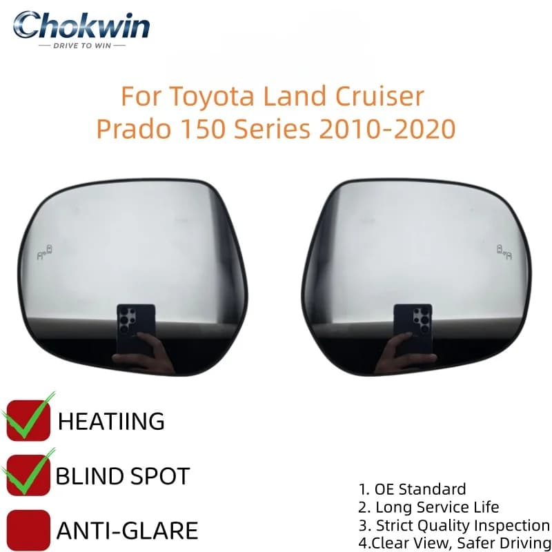 For Toyota Land Cruiser Prado 150 Series 2010-2020 Car Rearview Mirror Lenses Car Mirror with Blind Spot Heated