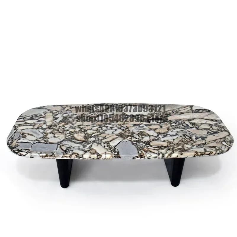 Wabi Sand Wind Natural Elephant White Marble Coffee Table Light Luxury Household Square Coffee Table