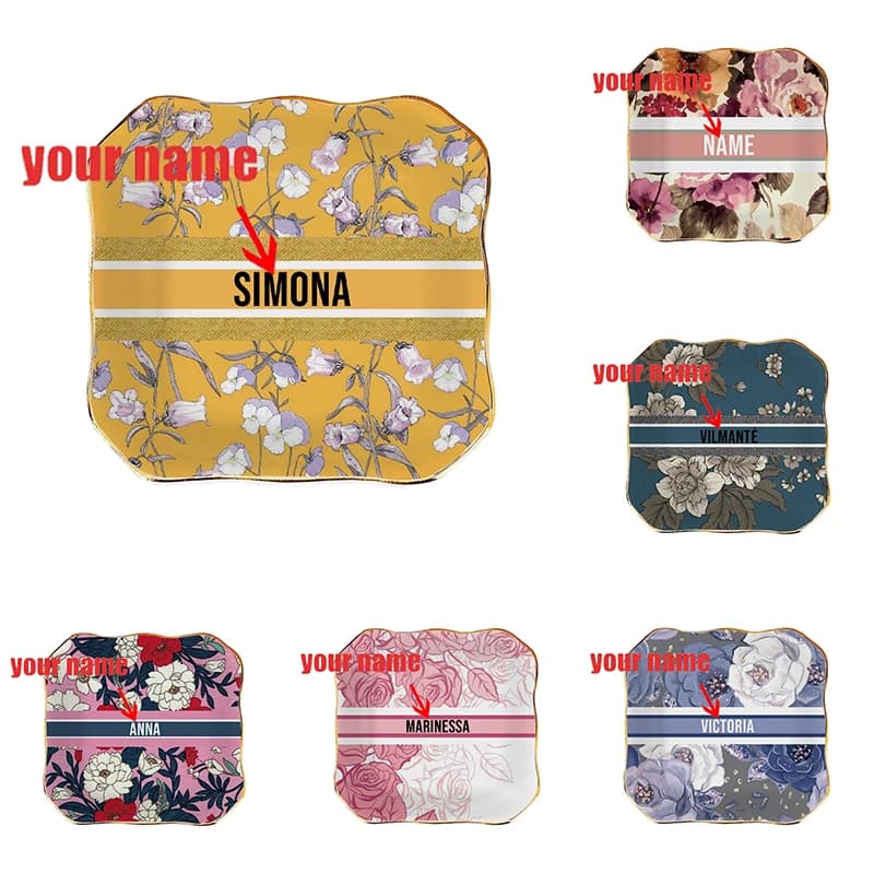 Customized Name Lace Jewelry Flowers Trays White Creative Tray for Decoration Jewelry Plate Ceramic Plate Table Decoration Tray