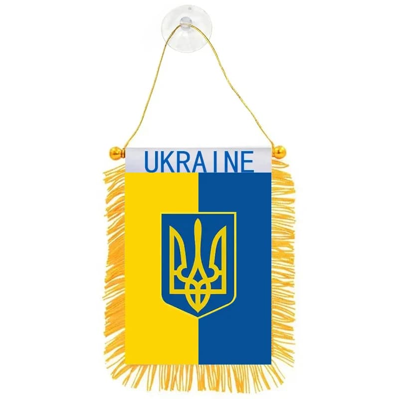 Aerxemrbrae 8*12cm Car Window Decoration Polyester Ukraine Hanging Pennant Flags Ukraine Mini Pennant