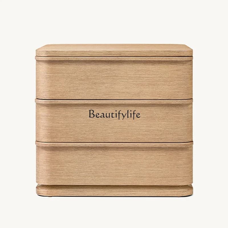 54**American rural light luxury high-end natural solid wood 3-pump bedside storage cabinet