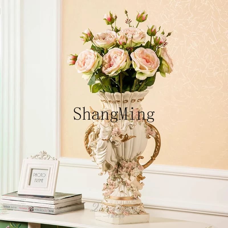 SM floor-to-ceiling living room large light luxury ornaments flower arrangements modern TV cabinets with vase accessories