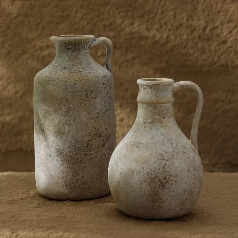 CAPIRON Retro Style Pottery Vase for Dried Flower Grass Wabi Sabi Modern Nordic Pot Home Book Shelf Decoration Living Room Decor