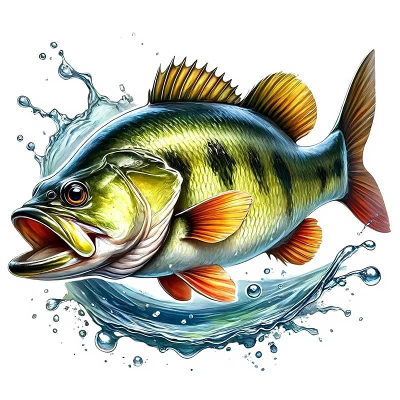 Small mouth Bass Fish Stickers, Bedroom Entryway Living Room Porch Home Decoration Wall Stickers, Removable Stickers M1669