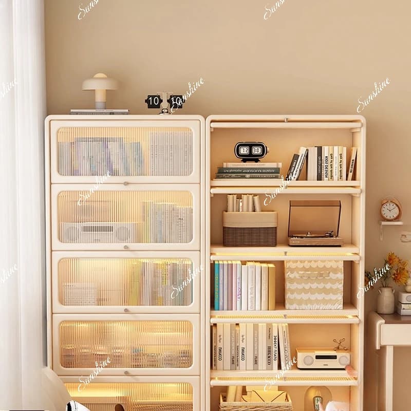 Cream wind children, floor storage, with cabinet door, living room, study, light luxury and high-end sense, all solid wood