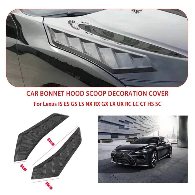 2 Pcs Gloss Black For Lexus Hood Vents Bonnet Cover Rubber Front Bonnet Vent car decorations