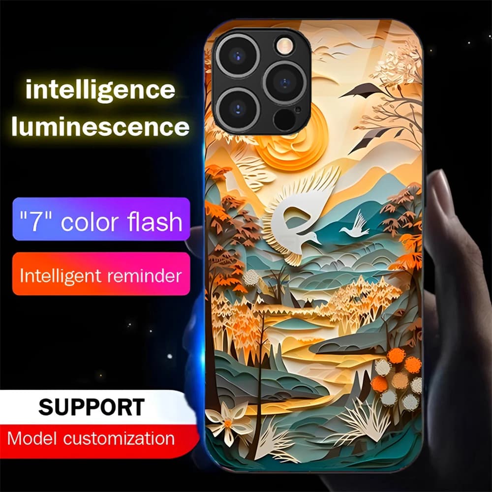 The Great Oil Painting Artwork Sound Music Control Led Light Phone Cases For Samsung S25 S24 S23 S22 S21 S20 FE Plus Ultra A54