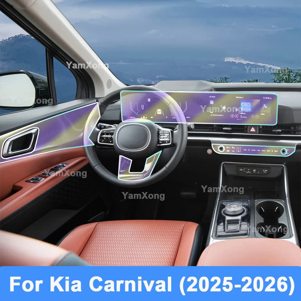 Protective Film For Kia Carnival (2025-2026) Car Interior Touch Screen Dashboard Control Panel Anti-Scratch Sticker