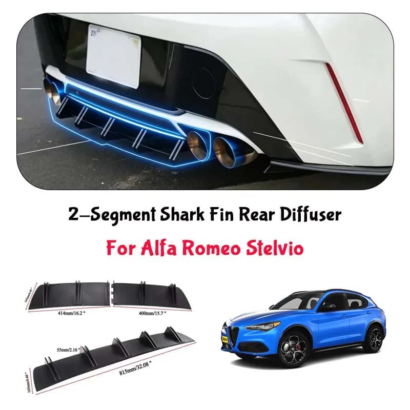 For Alfa Romeo Stelvio Shark Fin Rear Diffuser Split Chassis Spoiler Auto Aerodynamic Parts Aerodynamic Modification