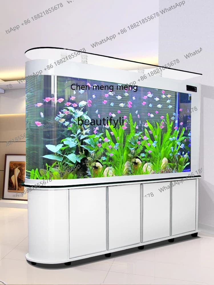 X Fish Tank Aquarium Household Medium and Large Living Room Partition Screens Fish Globe Ecological Glass Entrance