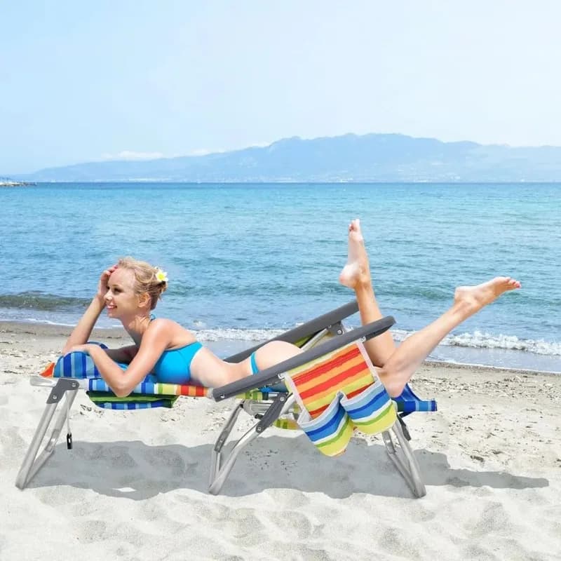 Backpack Beach Chairs, 4-Pack Portable Camping Chairs with Cup Holder, Ice Bag, 5-Position Outdoor Reclining Chairs