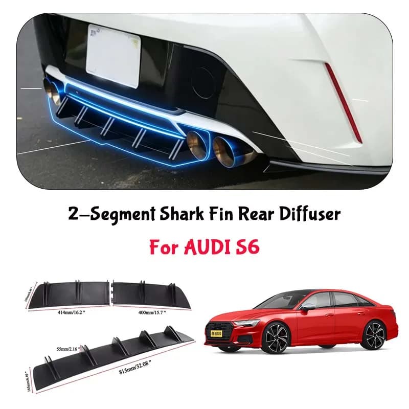For AUDI S6 Shark Fin Rear Diffuser Split Chassis Spoiler Auto Aerodynamic Parts Aerodynamic Modification