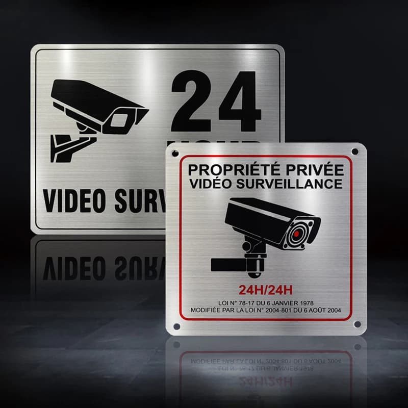 Safety Warning Board 24 Hour Video Surveillance Private Property No Trespassing Metal Tips Sign for Outdoor Indoor Villa Decors