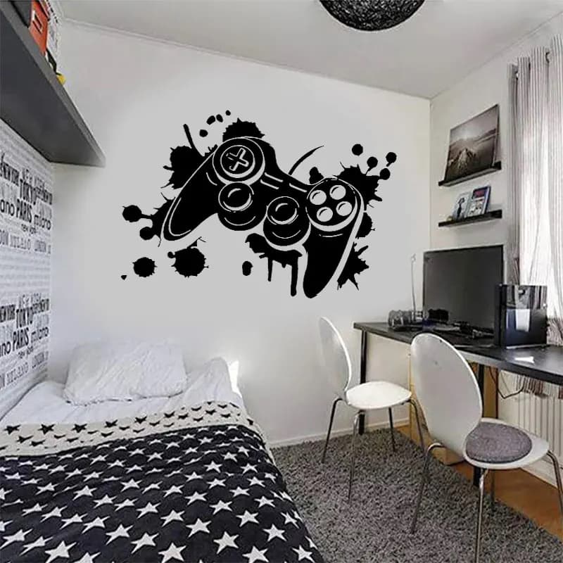 Game Controller Wall Sticker Vinyl Interior Home Decor Boys Room Playroom Decals Video Game Gamepad Poster Removable Murals A166