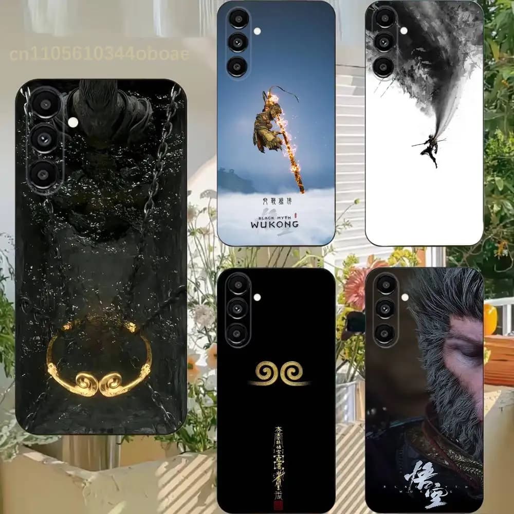 B-BlackMyth W-Wukong Phone Case For Samsung S25,24,21,22,23,20,S30,Ultra,Plus,Fe,Lite,Note,5G Black Soft