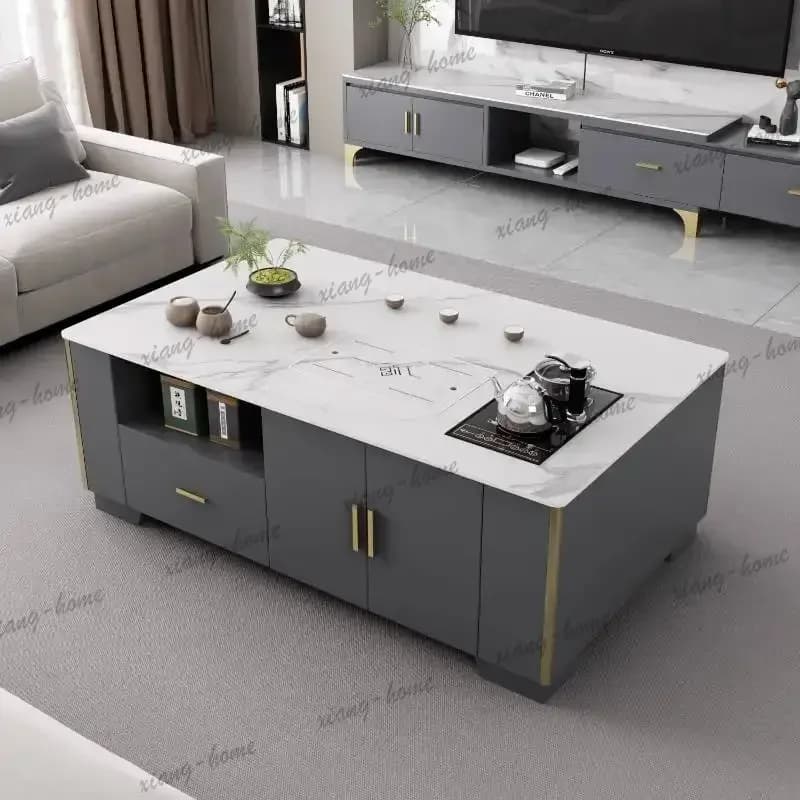Factory Direct Modern Storage Coffee Table Designer Luxury Wooden White Coffee Table Center Nordic Saving Mesa De Centro Sala Fu