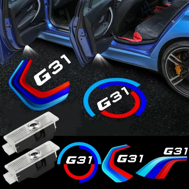 2PCS Ghost Shadow Projector Welcome Courtesy Lights Car Door Lamp for BMW 5 Series G31 Logo 2018‑2023 Decor Accessories