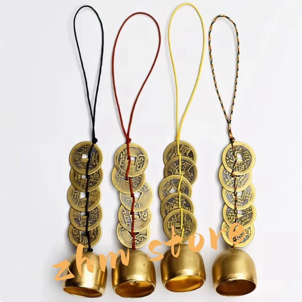 1pc Delicate Fengshui Lucky Copper Ring Bells Vajra Rope String Hanging Home/Office/Car/Shop Decorate Wind Chimes