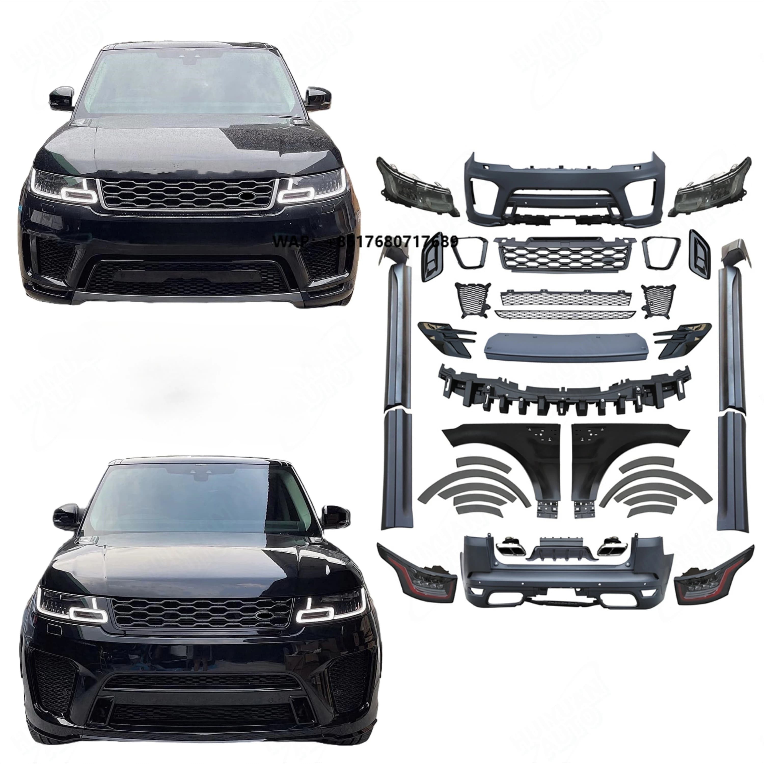 Car Body Kit Upgrade SVR Model Body Kit Include Front Rear Bumper with Auto Lamps Fenders Side Skirt for RANGE ROVER Sport L494