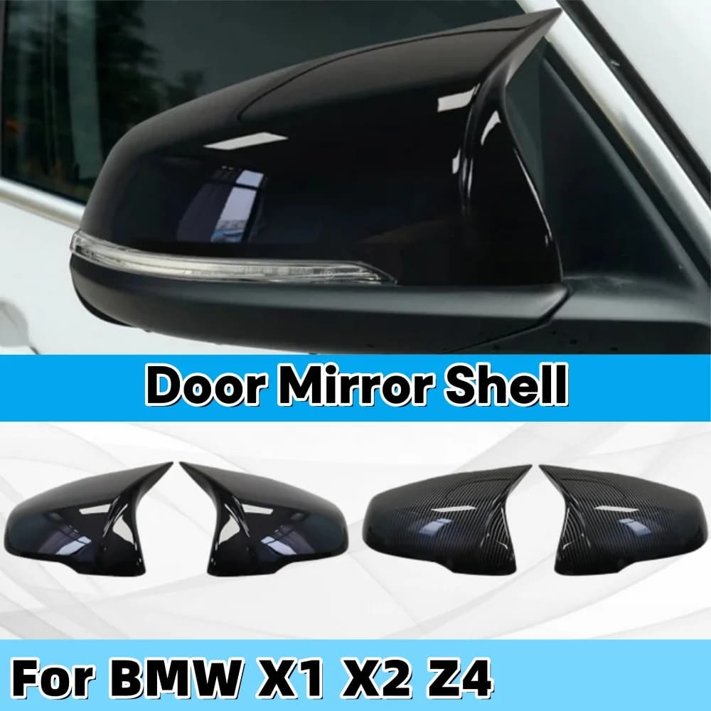 For BMW X1 X2 Z4 Replacement Carbon Black Side Rearview Mirror Cover Caps Car Decoration Upgrade Styling Accessory ABS Plastic