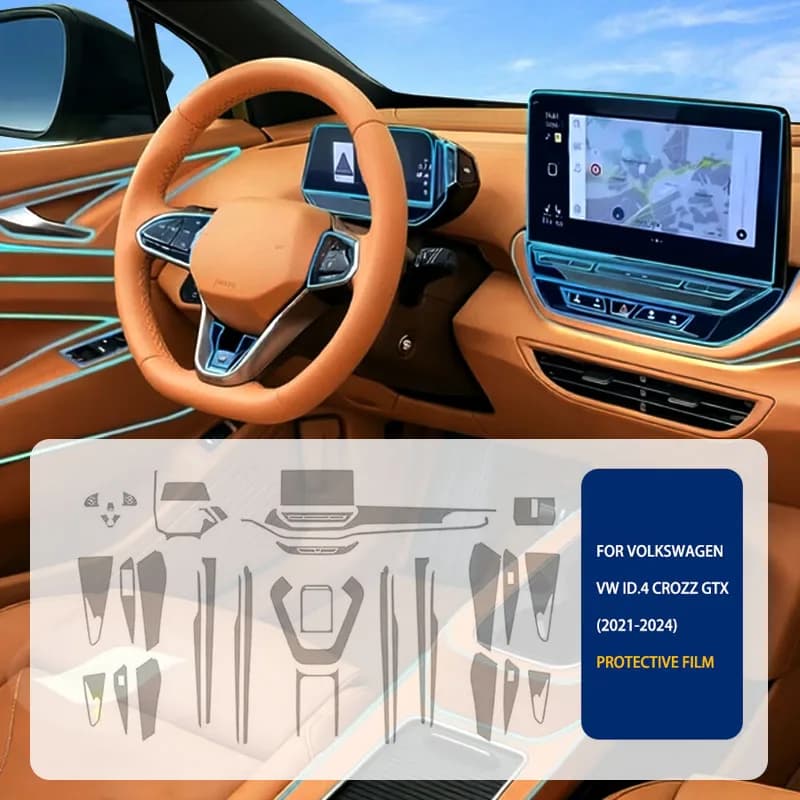 For Volkswagen VW ID.4 Crozz GTX 2021-2024 Center Console Navigation Screen Car Interior TPU Transparent Protective Film Sticker